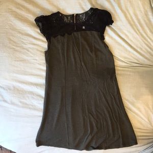 Green dress with black lace